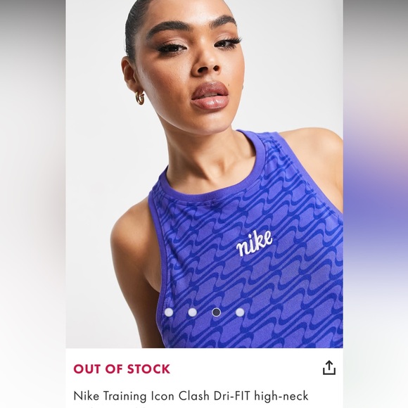 Nike Embroidered Dri-FIT Icon Clash Women's High-Neck Training Tank Blue - Picture 5 of 5